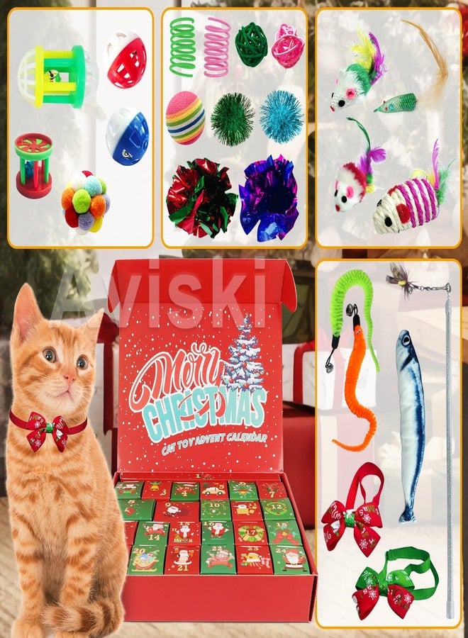 Aviski 2025 Christmas Cat Toy Advent Calendar - Holiday Gift Toys for Cat Lovers, 24 Boxes Catnip Toys, Mice, Feather Teaser and Ball Bells Countdown Calendar - Image 2